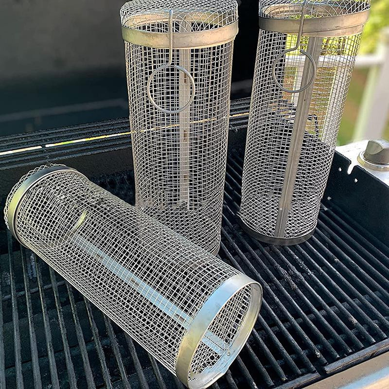 Yiran Furniture BBQ Grillkorb aus Edelstahl in Silber für Camping und Outdoor - Bild 2