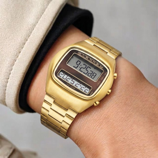 CILOA Digitaluhr, Quarz, Edelstahl, Gold, Herren - Bild 1