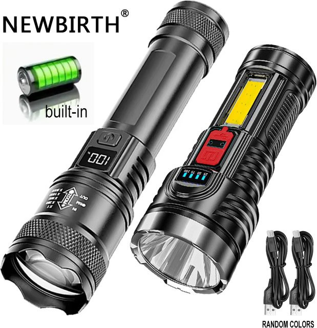 NEWBIRTH Taktische LED Taschenlampe mit USB-Ladefunktion in Schwarz - Bild 1