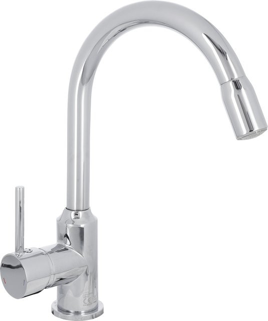 LIVARNO LED-Spültischarmatur mit schwenkbarem Auslauf in Chrom, Höhe: 32,5 cm, Breite: 19,5 cm, Tiefe: 5,5 cm - Bild 1