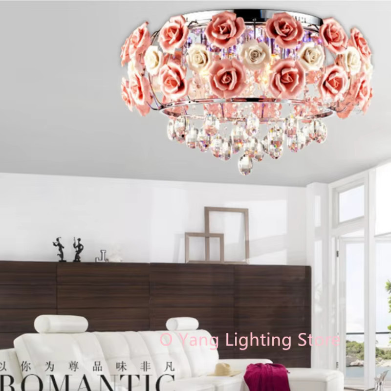 JIANKEXING Kristallglas Deckenhängelampe in Rosa mit Blumen-Design für Wohnzimmer und Esszimmer - Bild 2