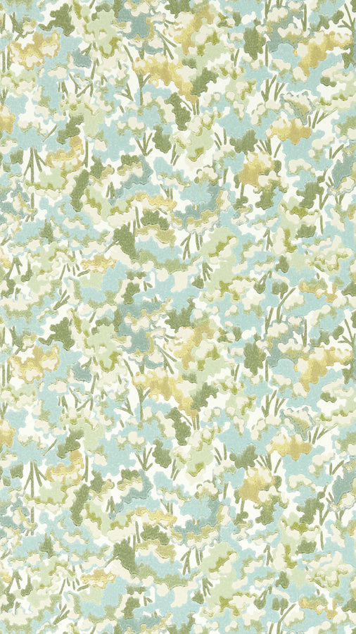 Harlequin Tapete Tree Tops in Honey/Clover/Sky mit botanischem Abstract-Design und Vintage-Stil - Bild 2