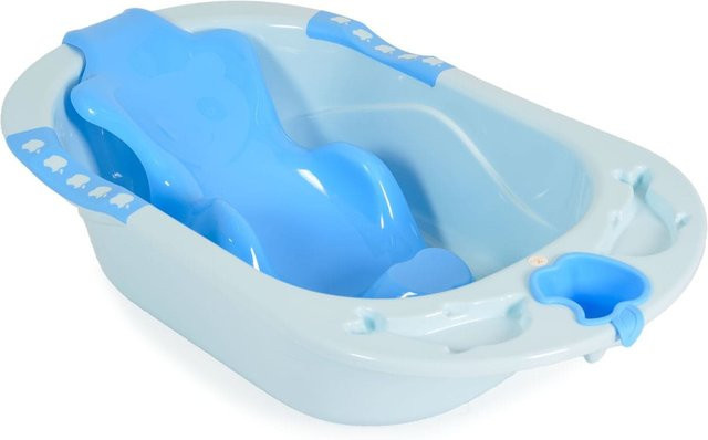 Cangaroo Babybadewanne Larissa mit herausnehmbarem Badesitz und Wasserablauf in Blau, Länge: 89 cm - Bild 1