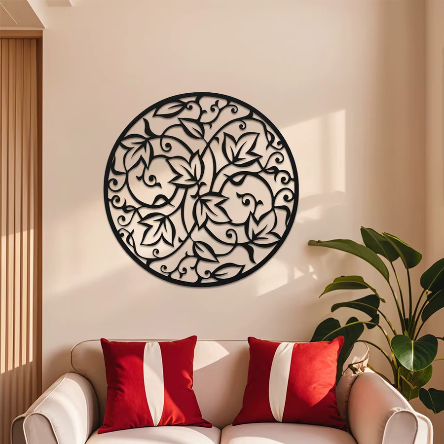 DDPNKL Mandala-Wandkunst aus Metall in Schwarz, runde Boho-Wanddekoration für Innen und Außen - Bild 2