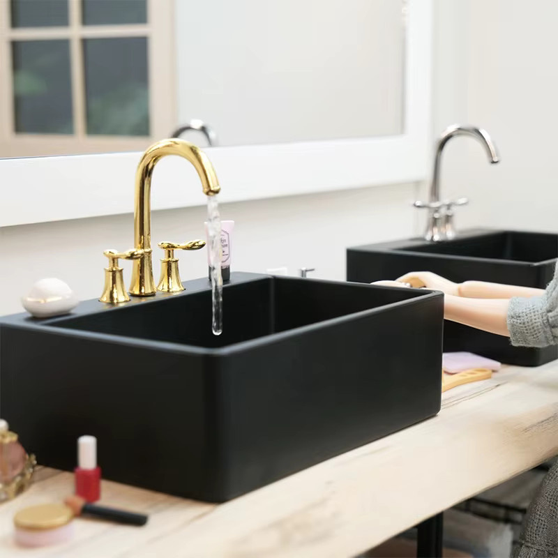 ZTOYL Puppenhaus Miniatur Küchenspüle Toilette Waschbecken Badezimmer Küche Zubehör - Bild 4