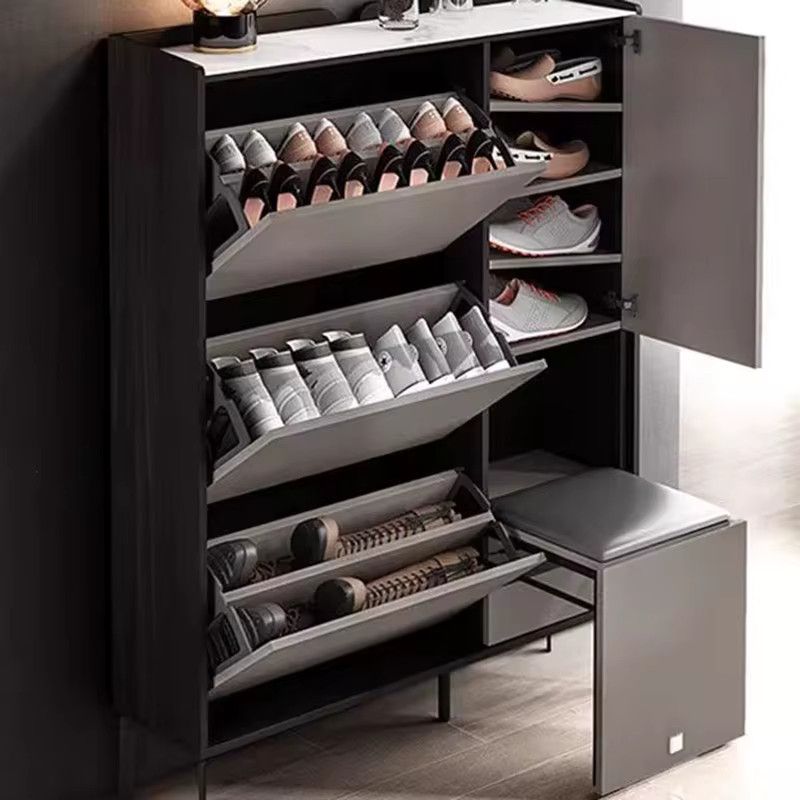 Oeny Schuhschrank modern und platzsparend, vertikales Lagerregal mit Türen, H x B x T: 133 x 24 x 125 cm - Bild 2