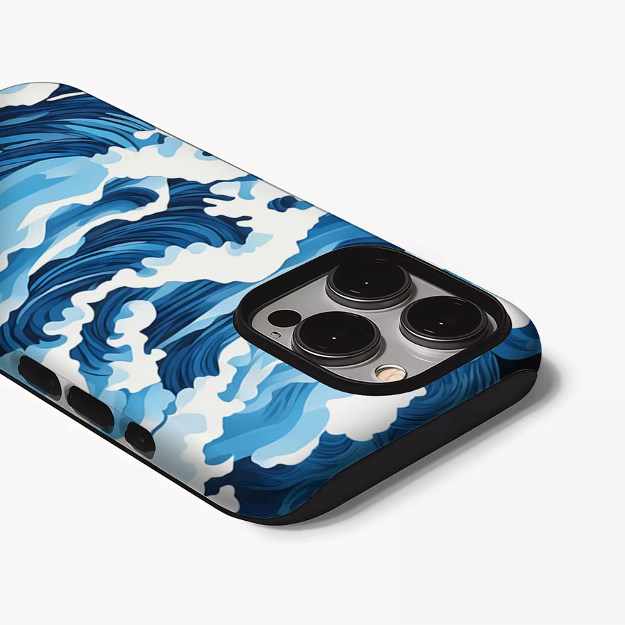 Casegame Matte Bumper Schutzhülle mit MagSafe für iPhone 17 16 15 14 13 Pro Max, Stoßfeste PC Hülle, Blaue Ozeanwellen - Bild 2