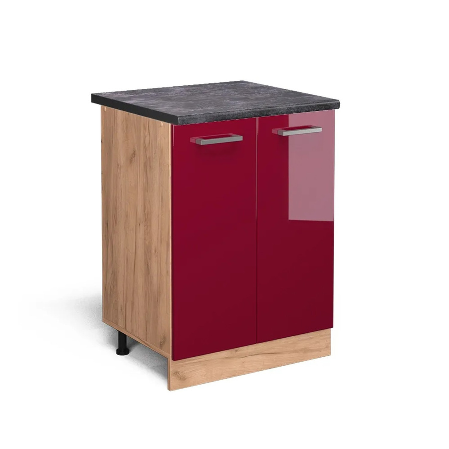 Vicco Küchenunterschrank R-Line in Bordeaux Hochglanz und Goldkraft Eiche mit Anthrazit, B/T/H: 60 x 60 x 81,6 cm - Bild 2