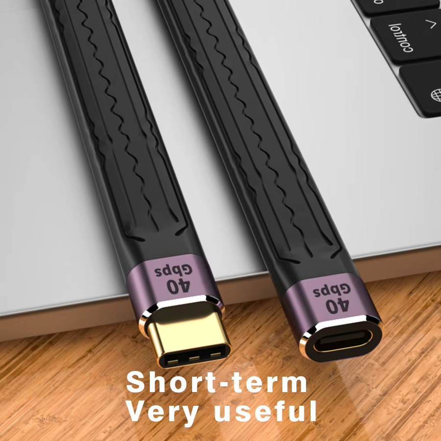 Byscoon USB 4 auf Typ C Schnellladekabel, FPC Flachkabel mit 40 Gbit/s Datenübertragung und 8K/4K Unterstützung, Schwarz - Bild 2