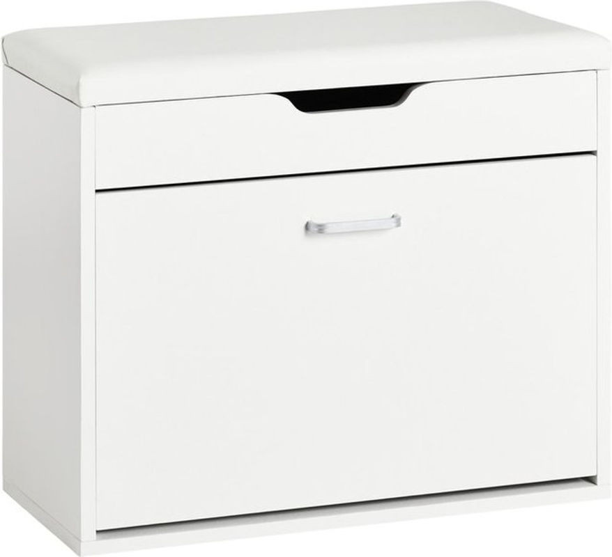 SoBuy Schuhbank mit 1 Tür in Weiß, modernes Design, B/T/H: 60 x 30 x 50 cm - Bild 1