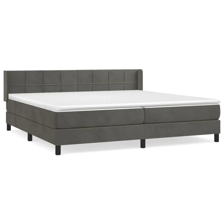 vidaXL Boxspringbett mit Matratze aus Samt in Dunkelgrau, B/T: 203 x 203 cm, Hybrid mit Taschenfederkern - Bild 2