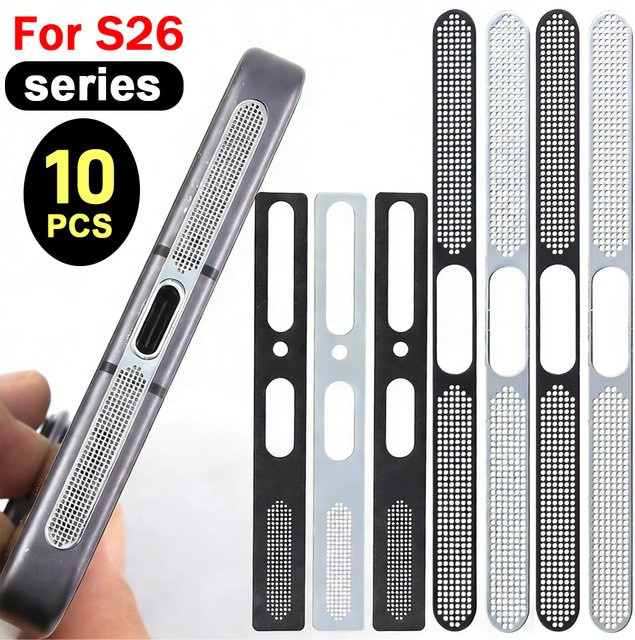 Metall Staubschutznetz Aufkleber für Samsung Galaxy S26 Ultra und S26 Plus in Schwarz und Silber - Bild 1