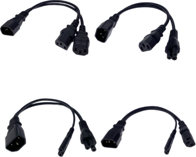Fengyidz Y-Splitter Netzkabel IEC320 C14 C8 auf 2x C7 C5 C13, Schwarz, Länge: 30 cm - Bild 1