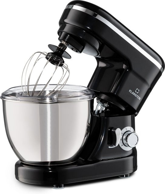 Klarstein Bella Mini Rührmaschine in Silber und Schwarz aus Edelstahl mit 1200 W, 6 Stufen und Pulsfunktion, 4 Liter Volumen - Bild 1