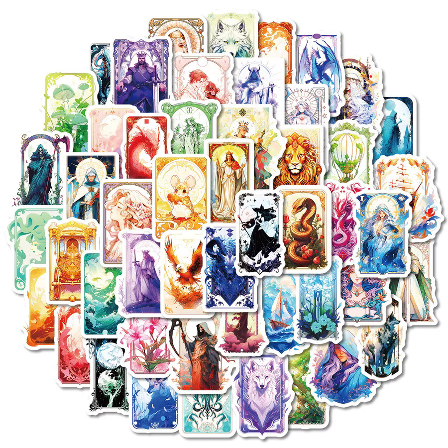 50 bunte Tarot-Kartenaufkleber von AnimeWorlds Store zur kreativen Dekoration - Bild 2