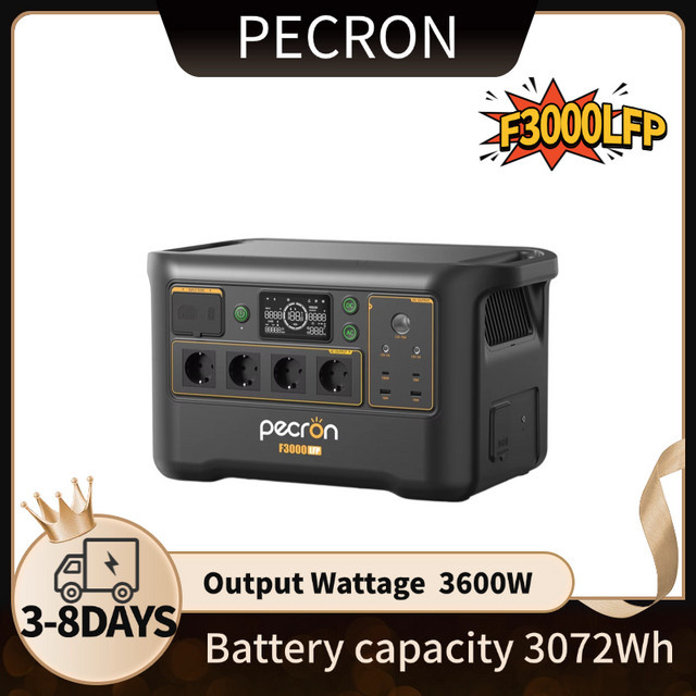 PECRON F3000LFP Tragbare Powerstation mit 3072 Wh Kapazität, 3600 W Leistung und langlebiger LiFePO4-Batterie inklusive 20 ms USV-Funktion - Bild 1