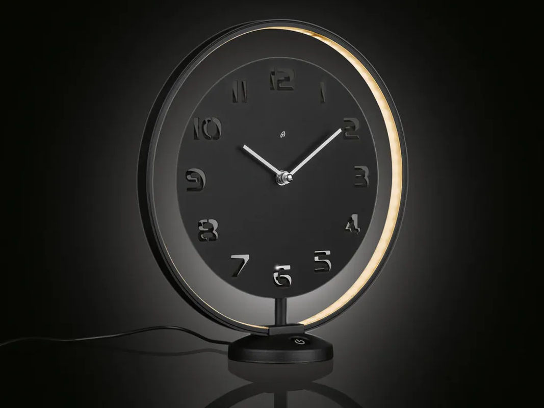 AURIOL Tischuhr analog mit LED-Leuchtring in Schwarz aus Metall - Bild 4