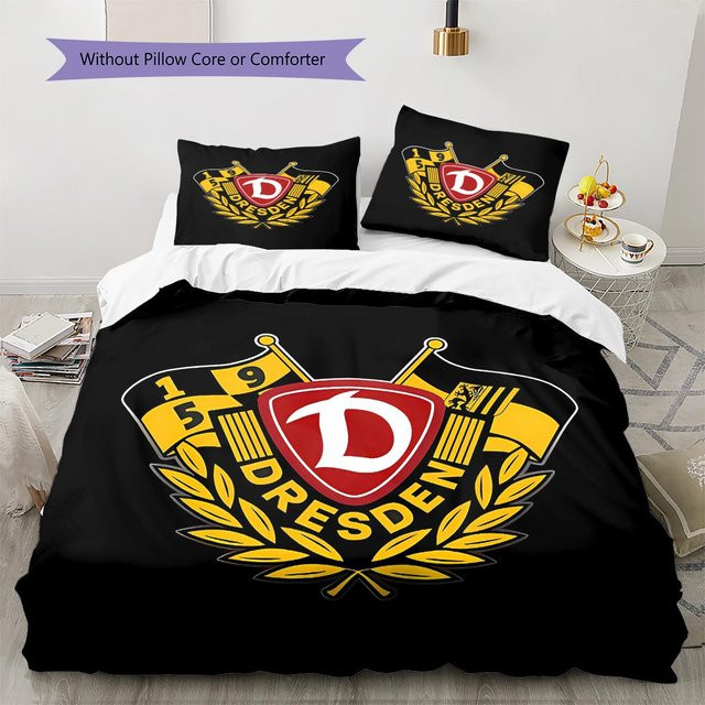 SG Dynamo Dresden Muster Bettwäsche Set aus Polyester in Schwarz mit 1 Bettbezug und 2 Kissenbezügen, B/H: 220 x 240 cm - Bild 1