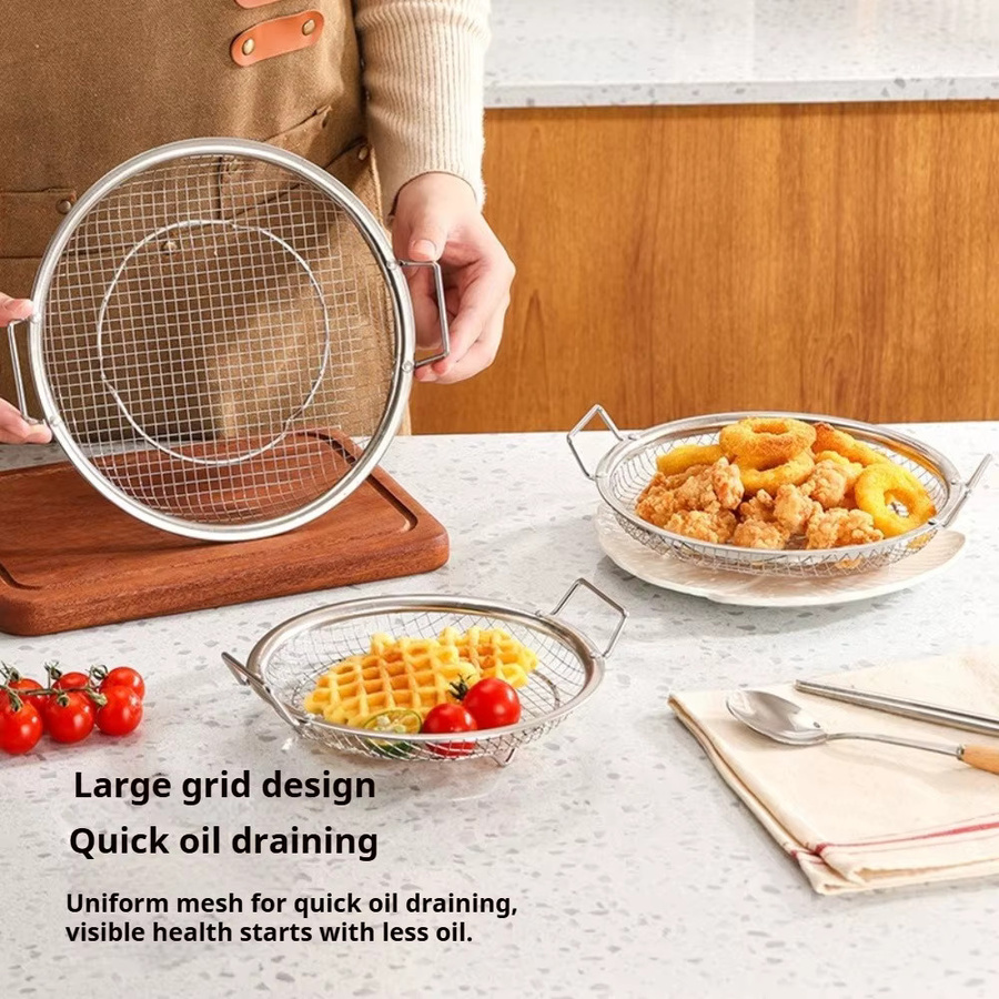 FEB.WIND Air Fryer Grillrost aus Edelstahl in Silber, runder Siebkörbchen für Gemüse, Obst und Pommes - Bild 2