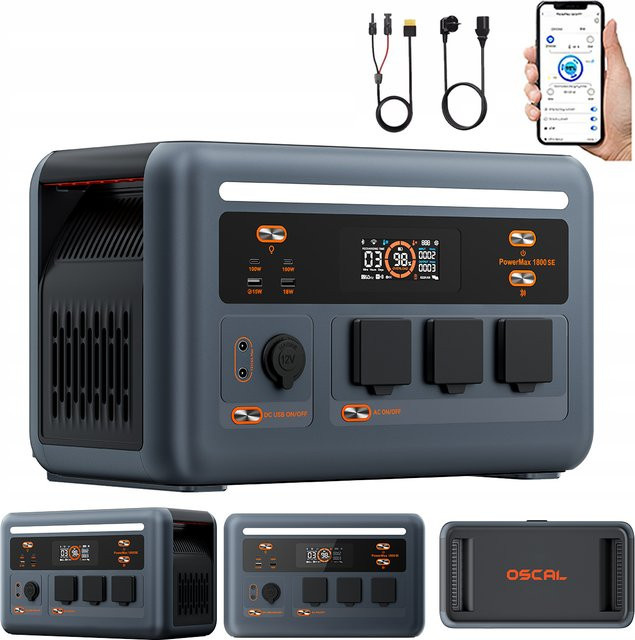 OSCAL PowerMax1800SE Tragbare Powerstation mit 1024Wh LiFePO4-Batterie und 1800W Nennleistung für Outdoor, Camping und Notstromversorgung - Bild 1