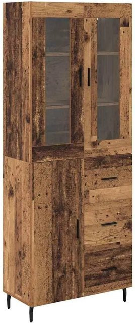 vidaXL Highboard 2-teilig aus Altholz und Glas in Braun mit Schubladen und Glastüren für Wohnzimmer und Esszimmer B/T/H: 180 x 60 x 34 cm - Bild 1