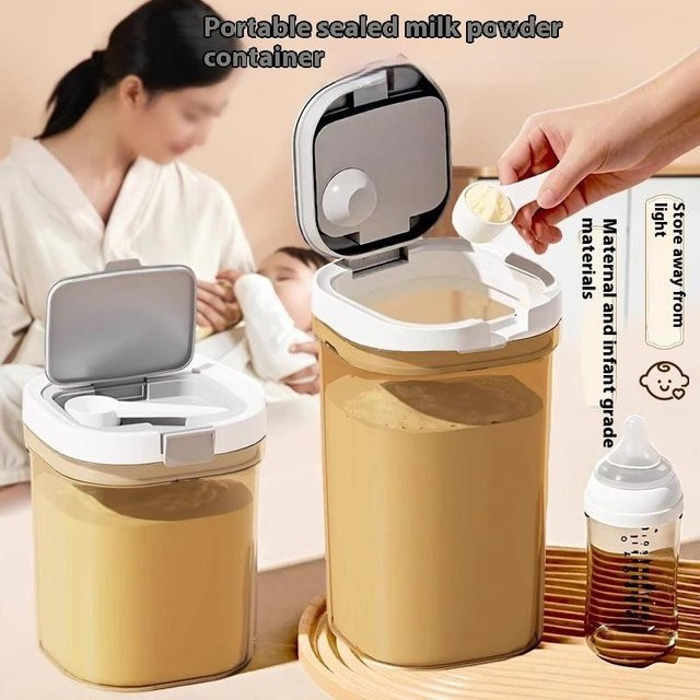 HNKMP Luftdichter Milchpulver-Behälter mit Löffel, transparente Lebensmittelaufbewahrungsbox aus Kunststoff, 800 ml / 1300 ml / 1800 ml - Bild 1