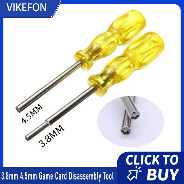 VIKEFON Universal Spiel Demontage Werkzeug Set mit 3,8mm und 4,5mm Schraubendrehern in Gelb für N64, SFC, GB, NES und NGC Konsolen - Bild 1