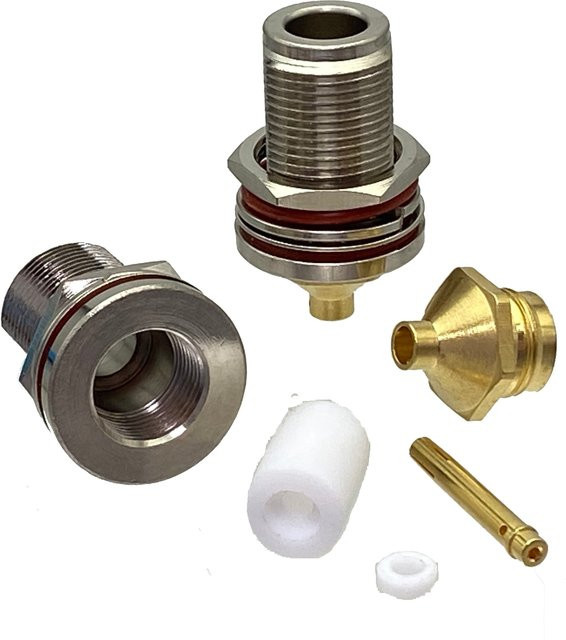 Stecker und Buchsen Schott für halbstarre flexible RG402 Kabel in Silber - Bild 1