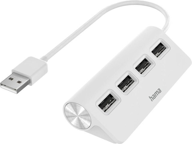 Hama USB-Hub mit 4 USB-A Ports, USB 2.0, 480 Mbit/s, Weiß - Bild 1