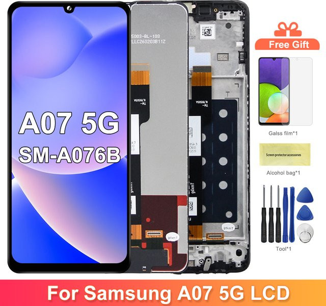Samsung A07 5G Ersatz LCD-Display mit Rahmen und Digitalem Touchscreen 6,7 Zoll in Schwarz - Bild 1