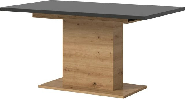 Home-X Esstisch ausziehbar in Grau und Eiche, modern und rechteckig - Bild 1