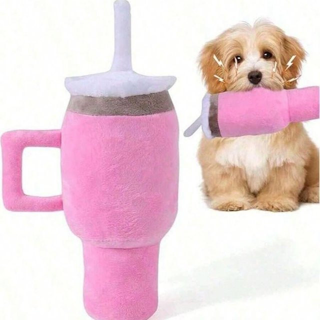 YJSTY Tassendesign Haustier Hund, Quietschiges Plüschtier, rosa, 1-teiliges Set - Bild 1