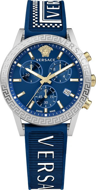 Versace Chronograph, Edelstahl, Blau, Silikon, 40 mm, Damen - Bild 1