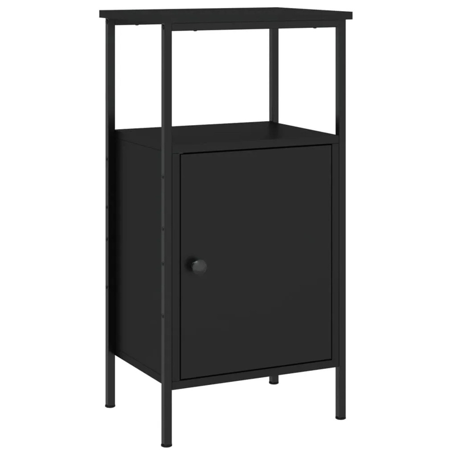 vidaXL Nachttisch in Schwarz im Industrie-Stil aus Holzwerkstoff und Eisen, B/T/H: 41 x 31 x 80 cm - Bild 2