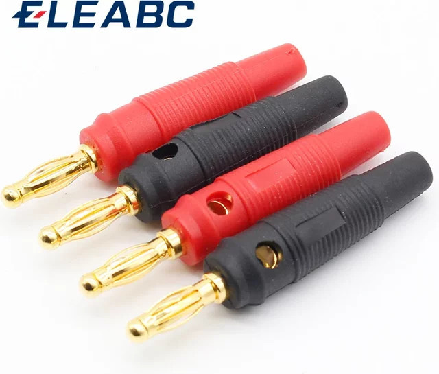 ELEABC 4er-Set Vergoldete Lautsprecherkabel-Stecker aus reinem Kupfer, 4mm Banana-Stecker in Gold - Bild 1