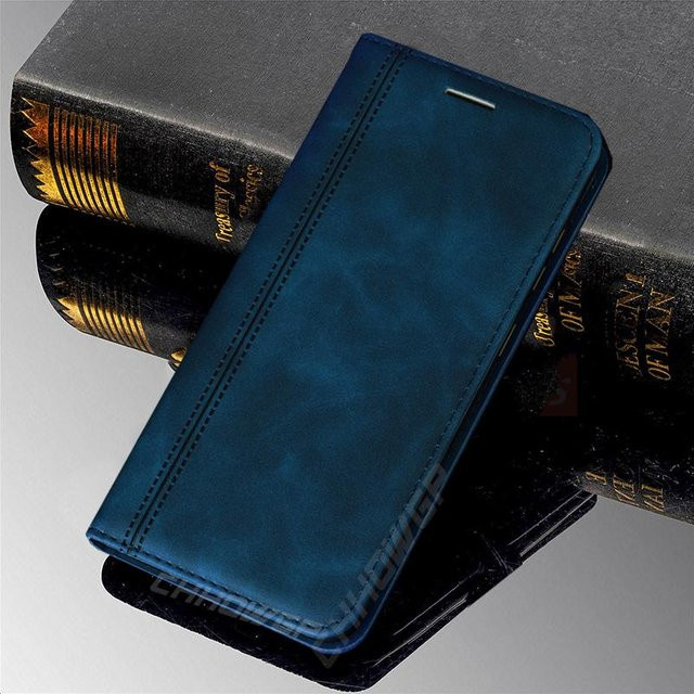 Magnetische Brieftasche als Schutzhülle für Samsung Galaxy A51 A71 A50 A31, Huawei P Smart Y5P Y6P Y7P, Honor 10 Lite 9X 8X 8A und Redmi Note 9S 8T 8 Pro in Blau - Bild 1