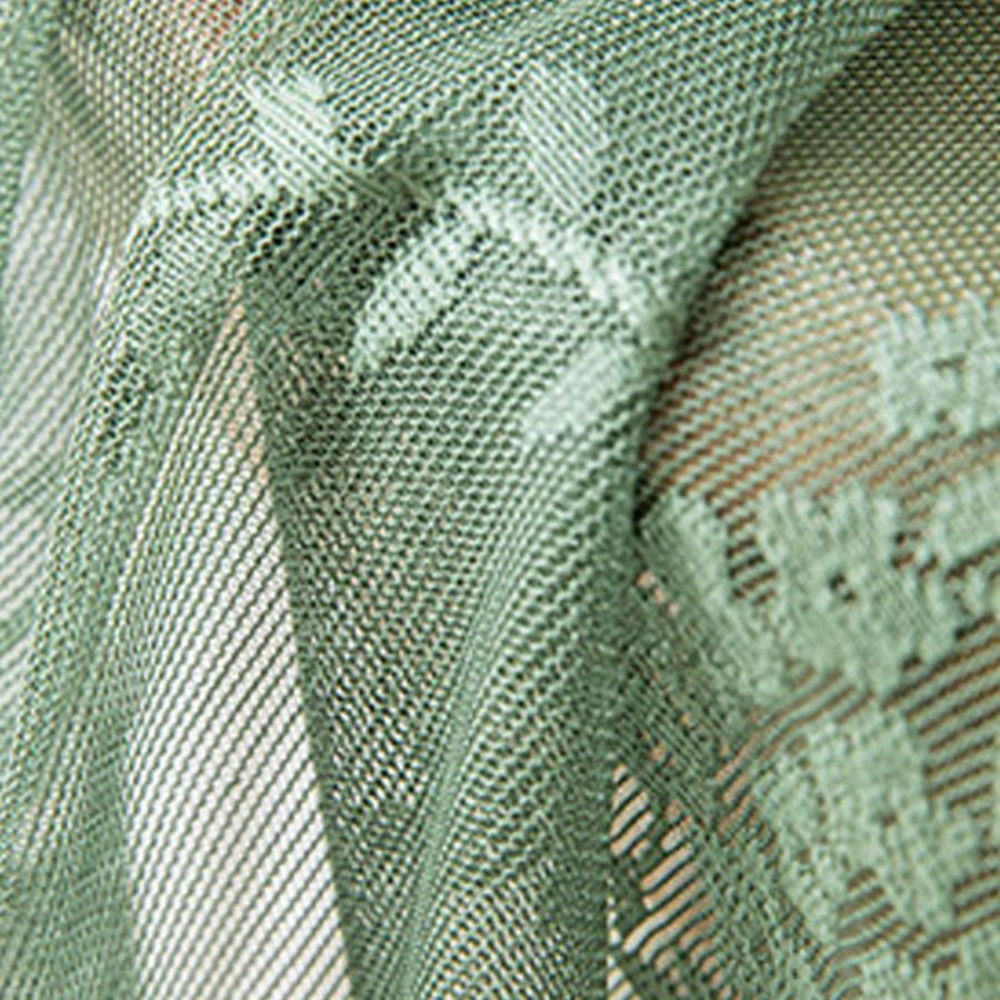 CENTURyMiG Transparentes Voile-Fensterdekoration in Matcha-Grün mit dreidimensionaler Spitzen-Rüschen-Optik für Schlafzimmer, Wohnzimmer und Balkon - Bild 3