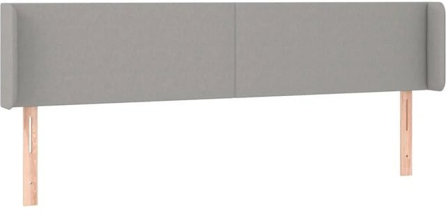 vidaXL Kopfteil mit Ohren in Hellgrau aus Stoff, Breite: 183 cm, Tiefe: 16 cm, Höhe: 78-88 cm - Bild 1