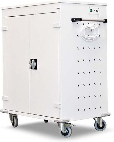 rotstahl Laptopwagen mit 16 Fächern und Scharniertüren, Farbe: Hellgrau, B: 92 cm, H: 106 cm - Bild 1
