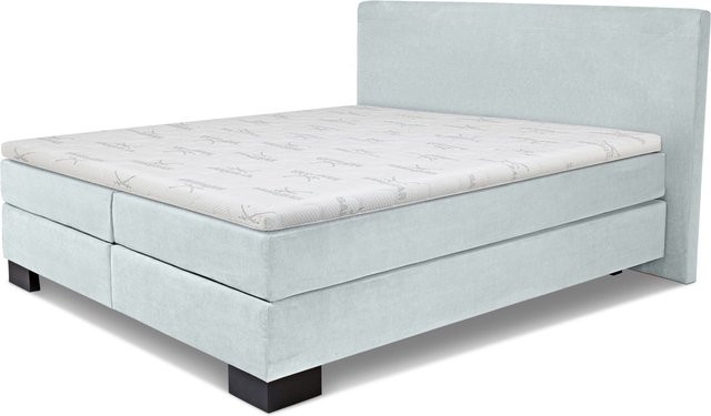 Boxspringbett SANSIBAR LIVING Langeoog in Blau mit Stoffbezug, B/T: 160 x 200 cm - Bild 1