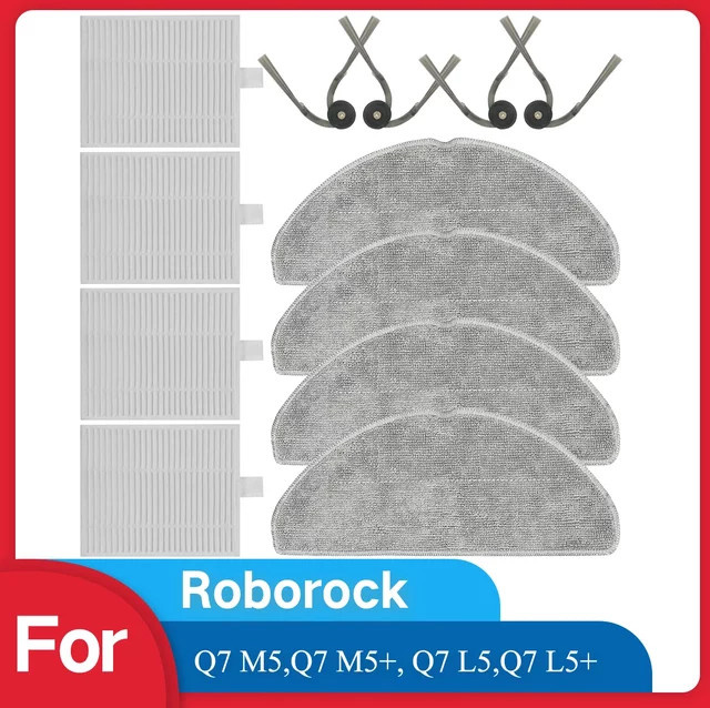 Roborock Zubehörset für Q7 M5, Q7 M5+, Q7 L5 und Q7 L5+ Roboterstaubsauger mit Seitenbürsten, Hepa-Filtern und Wischtüchern - Bild 1