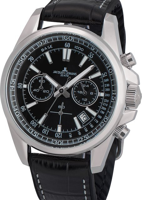 Jacques Lemans Chronograph, Quarz, Edelstahl, Leder, 44 mm, Herren - Bild 1