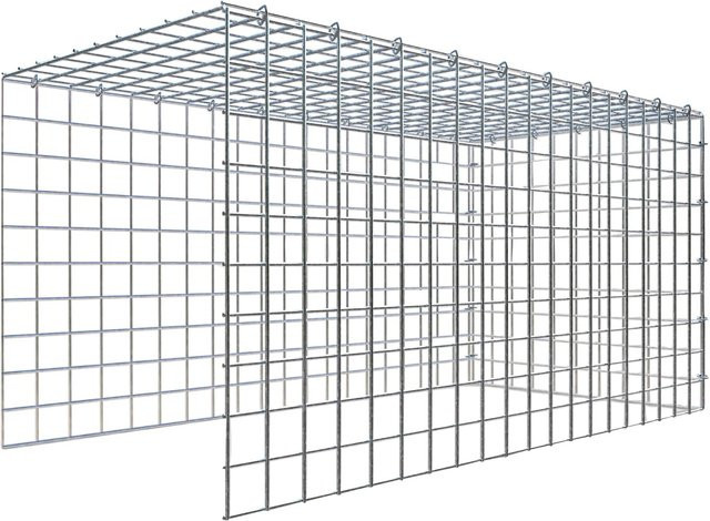 Gabiona C-Ring Anbaukorb Typ 4 in Silbergrau, B/T/H: 50 x 100 x 50 cm, Maschenweite 5 x 5 cm - Bild 1