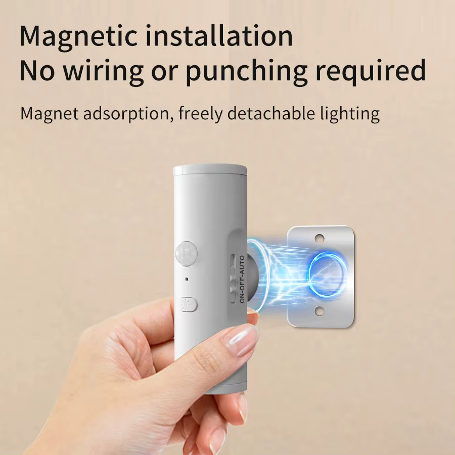 Aamasun Magnetische LED-Bewegungssensor-Wandleuchte mit Doppelkopf, Wiederaufladbare Nachtlampe mit 3 Farbmodi für Schrank, Treppe und Flur - Bild 4