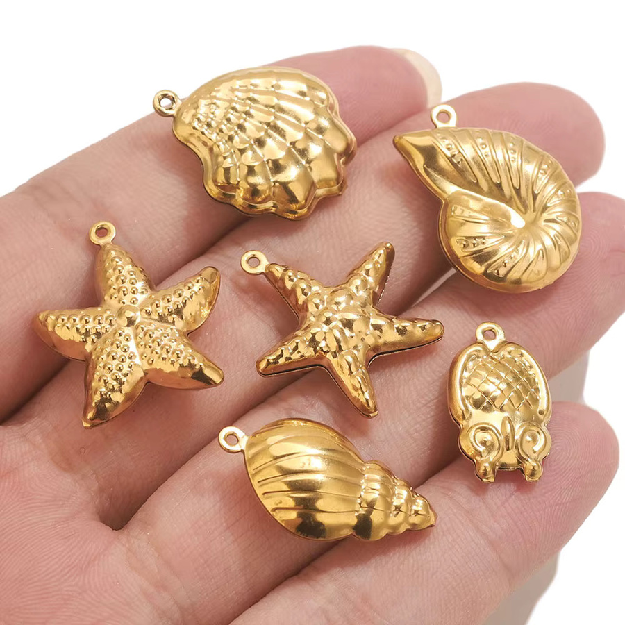 Elomia Charms Muschel Seestern, Edelstahl, vergoldet, Damen - Bild 2