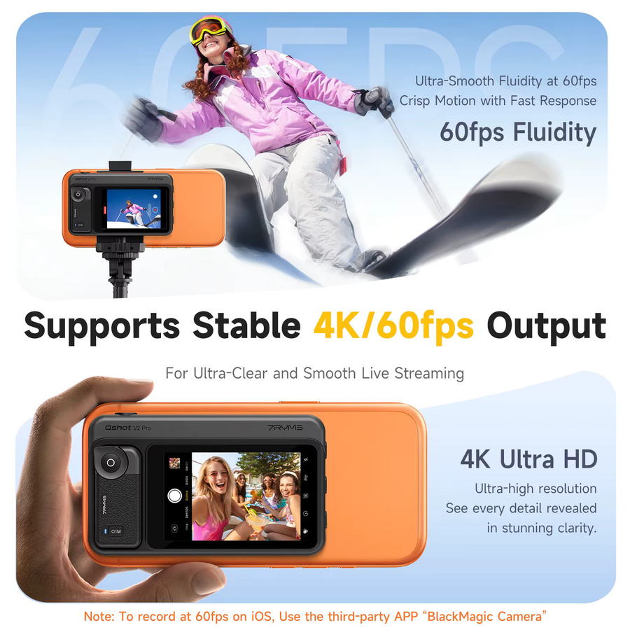 7RYMS Qshot V2 Pro Kabelloser Magnetischer Selfie-Monitor in Pink mit Lautsprecher, Fernbedienung und 4K/60fps Ausgang für dein Smartphone Vlog-Streaming - Bild 2