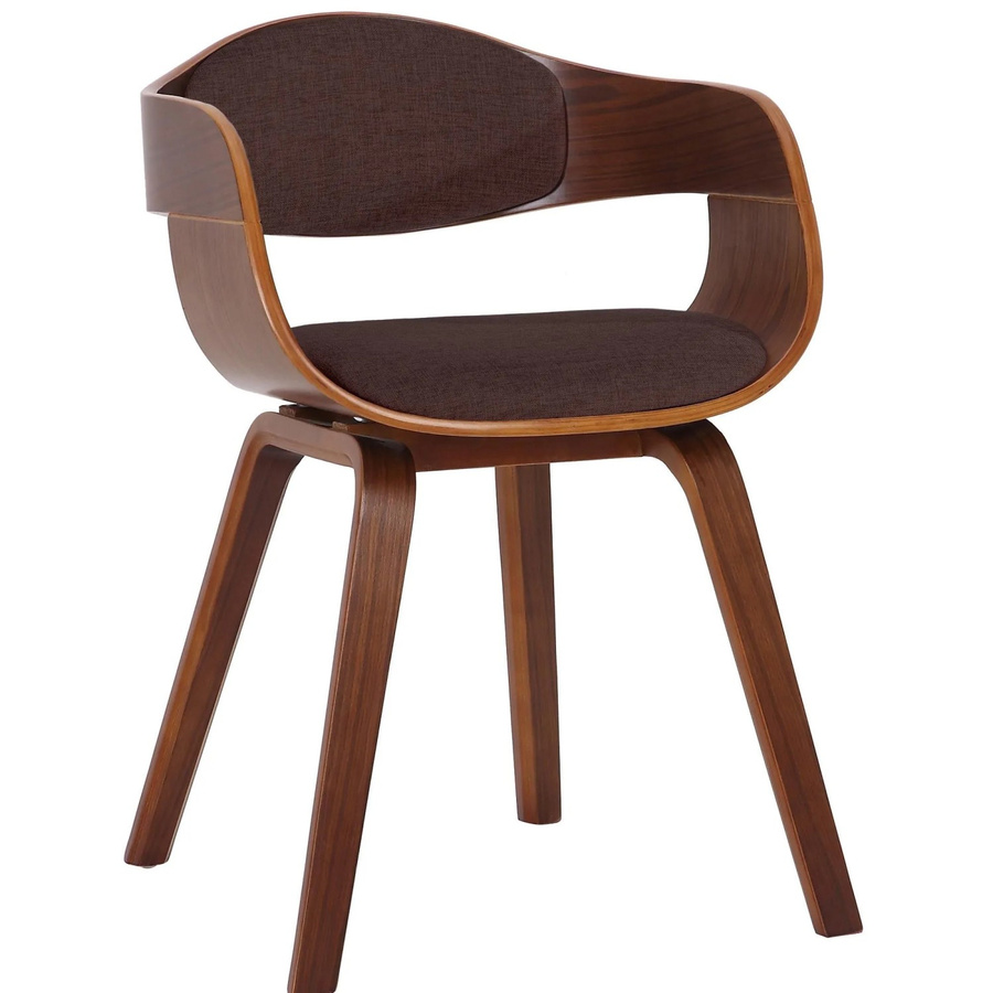 DELUKE Besucherstuhl LONDON Konferenzstuhl aus Stoff und Holz in Walnuss/Braun, H x B x T: 73 x 49 x 46 cm - Bild 2