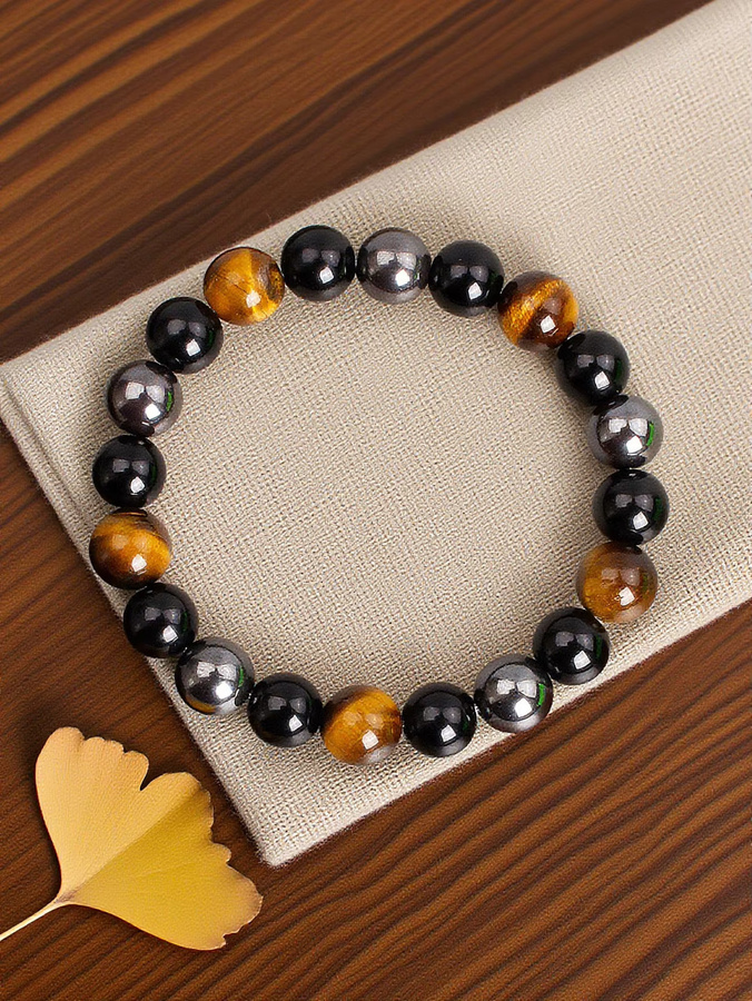 EmbraceNature Perlen-Armband, Tigerauge, Hämatit, Obsidian, Bunt, Unisex - Bild 3