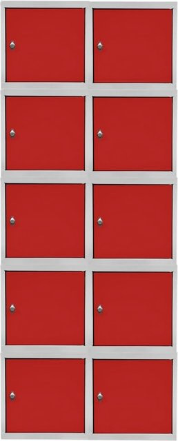 PROREGAL Blocky Schließfachwürfel Set aus 10 Stück mit Drehriegelschloss für Vorhängeschlösser, Farbe: Lichtgrau/Rot, B/T/H: 40 x 40 x 40 cm - Bild 1