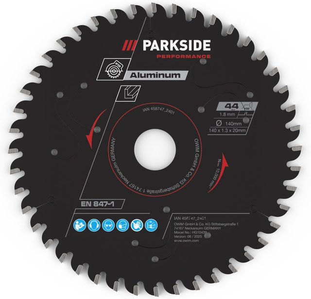 Parkside Performance Kreissägeblatt für Holz, Aluminium und Laminat, Carbide-Tipped, Farbe: Schwarz, Durchmesser: 140 mm, 44 Zähne - Bild 1